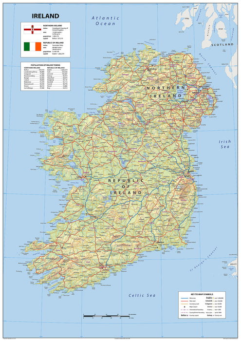 Detailed Physical Map of Ireland