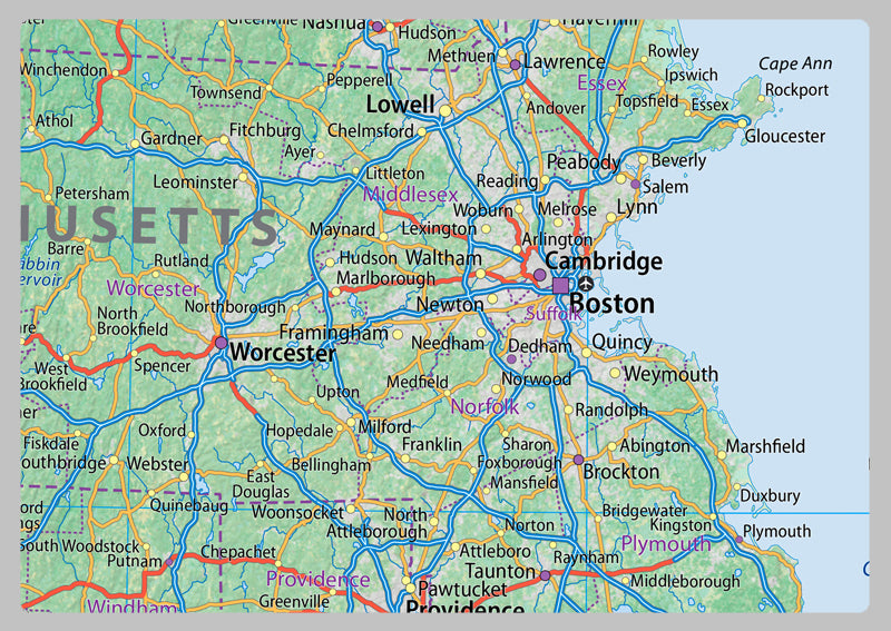 New England Physical Map– I Love Maps