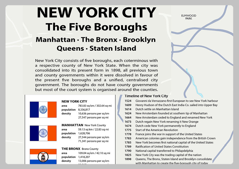 New York City Street Map - The Five Boroughs