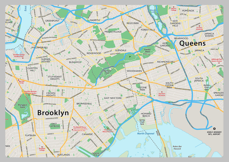 New York City Street Map - The Five Boroughs