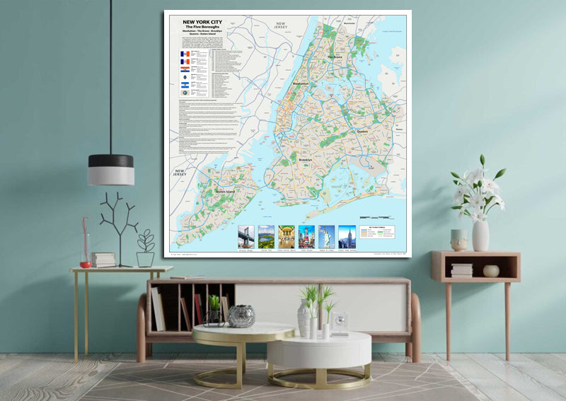 New York City Street Map - The Five Boroughs