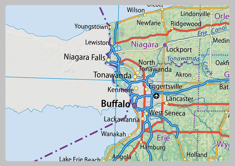 New York and Pennsylvania Physical State Map