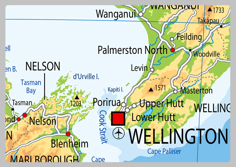Physical Map of New Zealand - The Oxford Collection