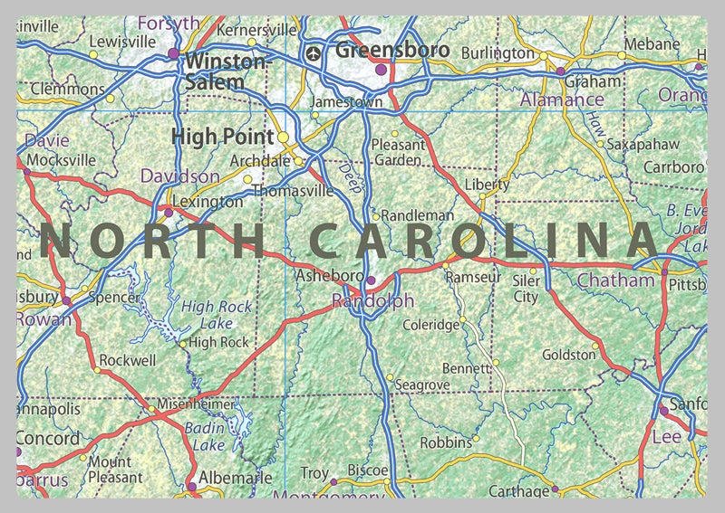 North Carolina Physical State Map