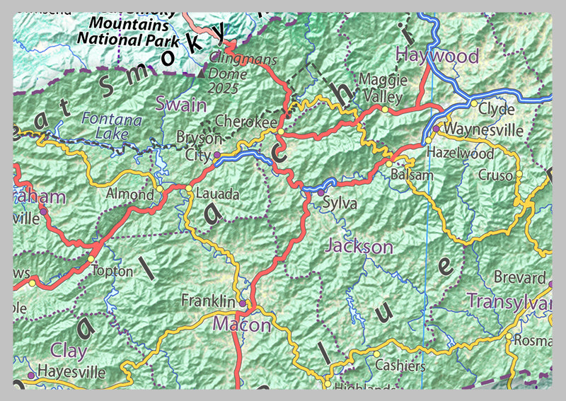 North Carolina Physical State Map