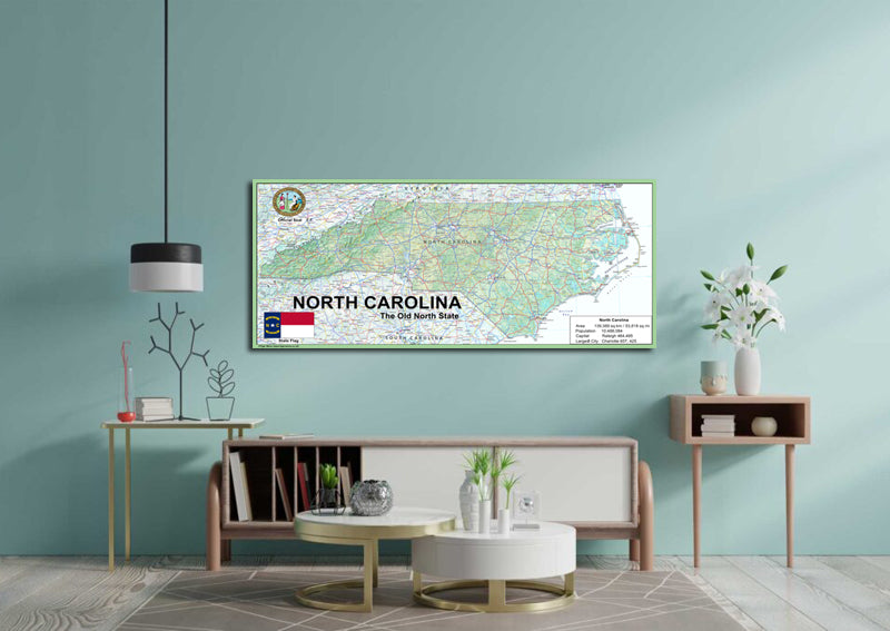 North Carolina Physical State Map