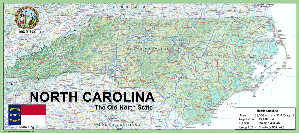 North Carolina Physical State Map I Love Maps NorthcarolinaHero 1024x1024 