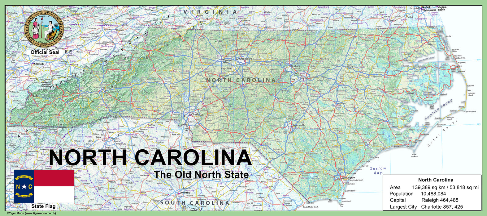 North Carolina Physical State Map