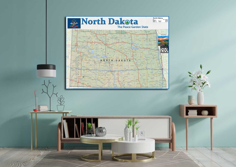 North Dakota Physical State Map