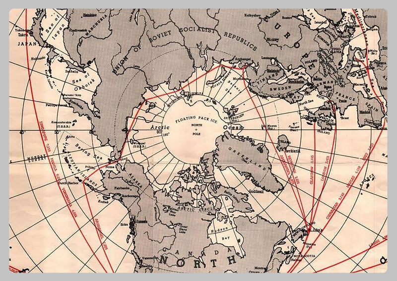 1950 - North Polar Azimuthal Equidistant Projection Map