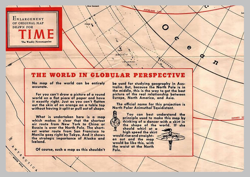 1950 - North Polar Azimuthal Equidistant Projection Map