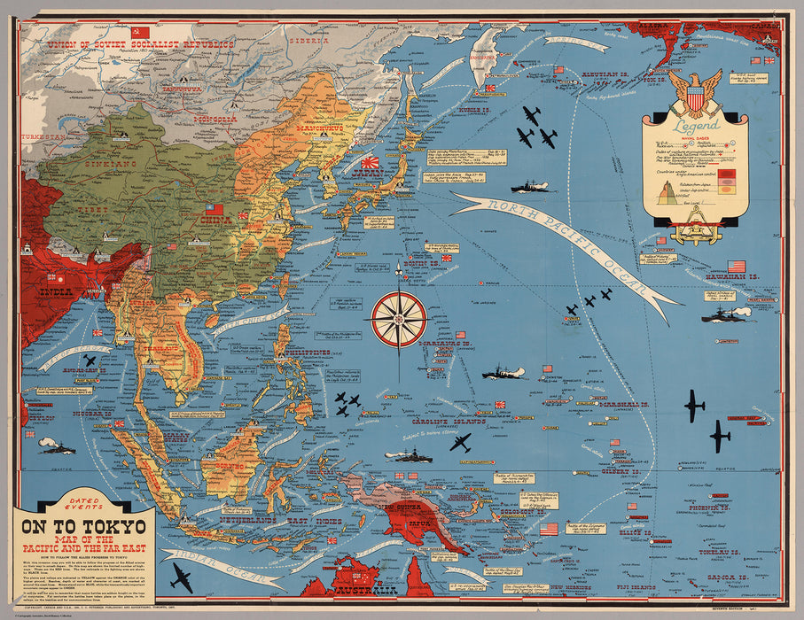'On To Tokyo' - map of the Pacific and Far East