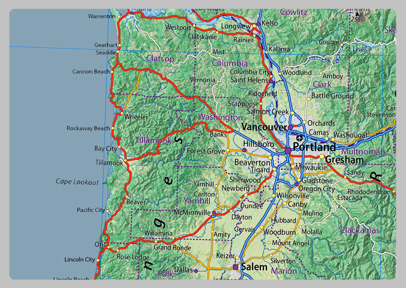 Oregon State Physical Map