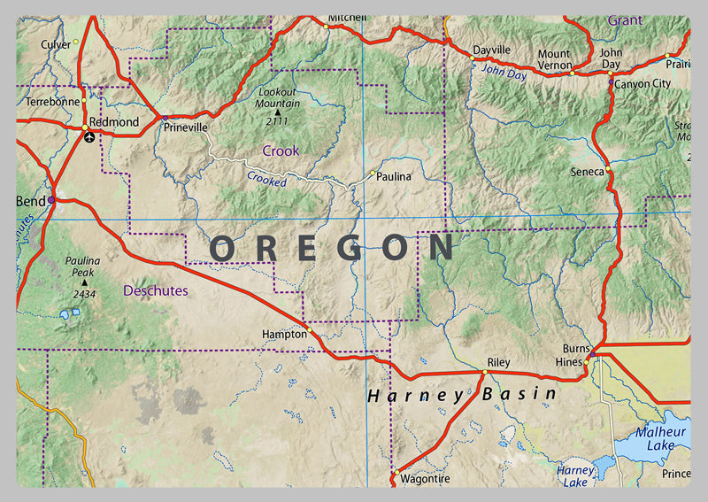 Oregon State Physical Map
