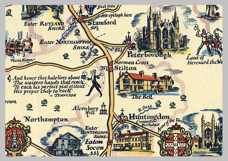 1930 - Pratts High Test Map of the Great North Road