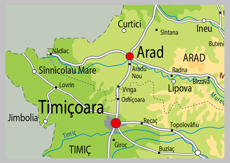 Physical Map of Romania - The Oxford Collection