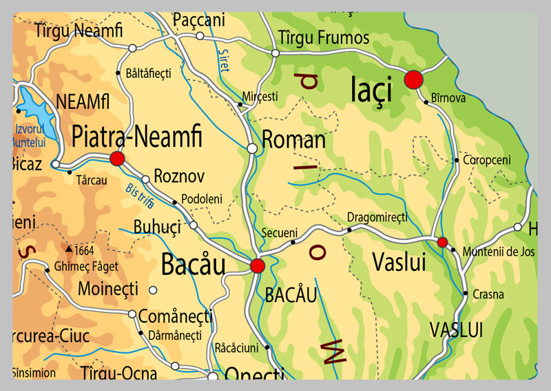 Physical Map of Romania - The Oxford Collection