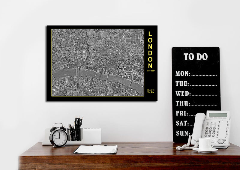 Post-War 1947 London Aerial Map - The City