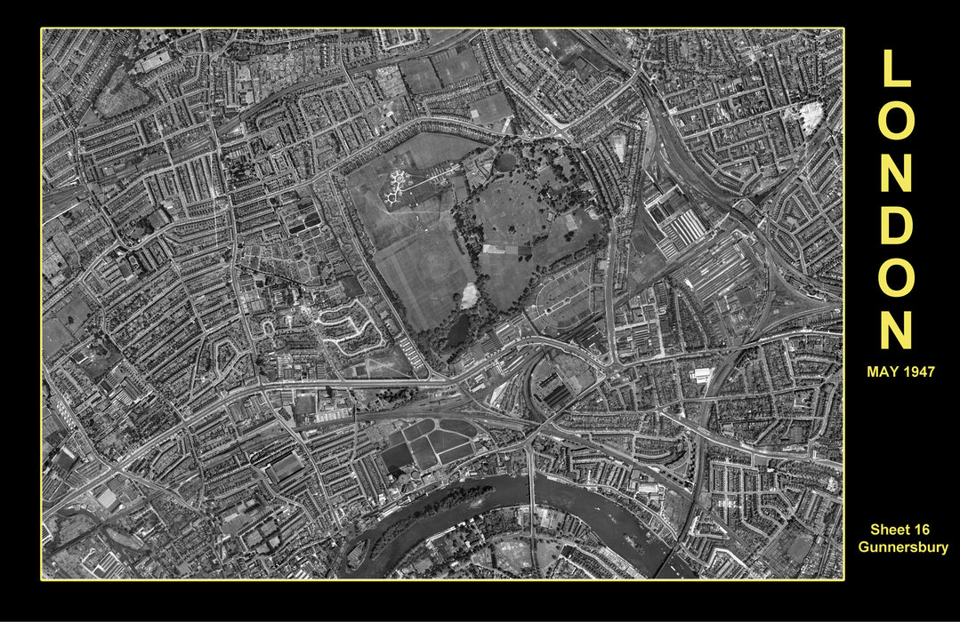Post-War 1947 London Aerial Map - Gunnersbury