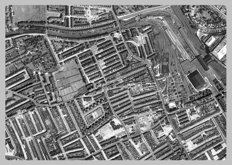 1947 Post-War London Aerial Map - Kensington