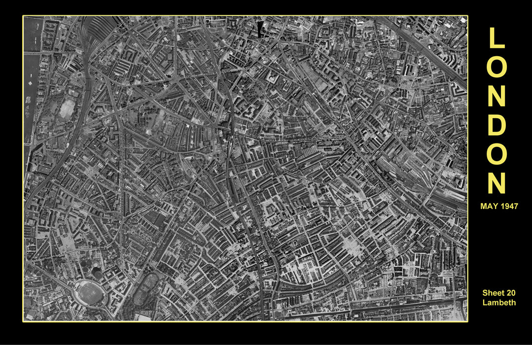 1947 Post-War London Aerial Map - Lambeth