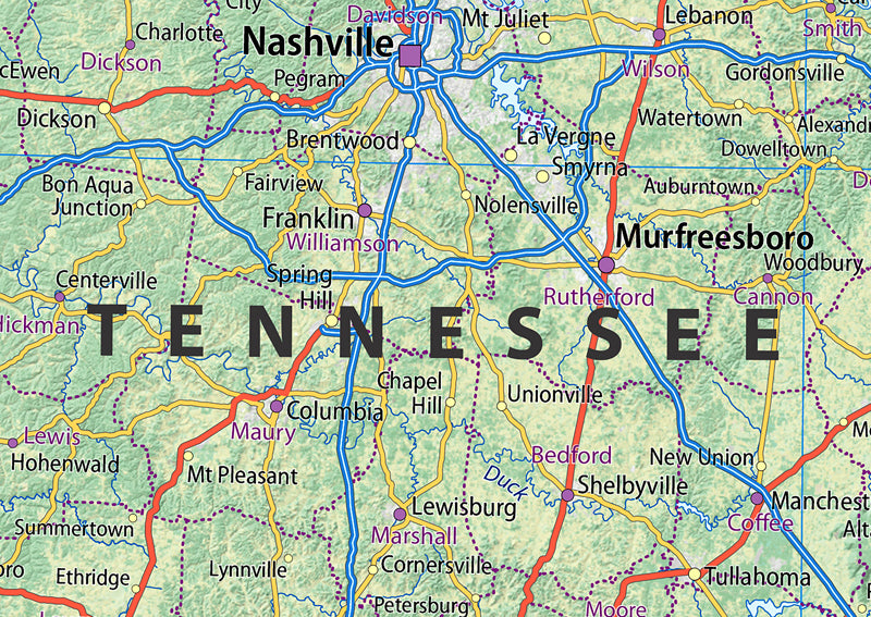 Tennessee Physical State Map