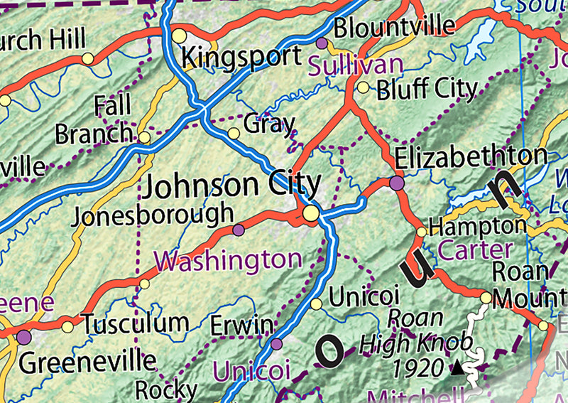 Tennessee Physical State Map