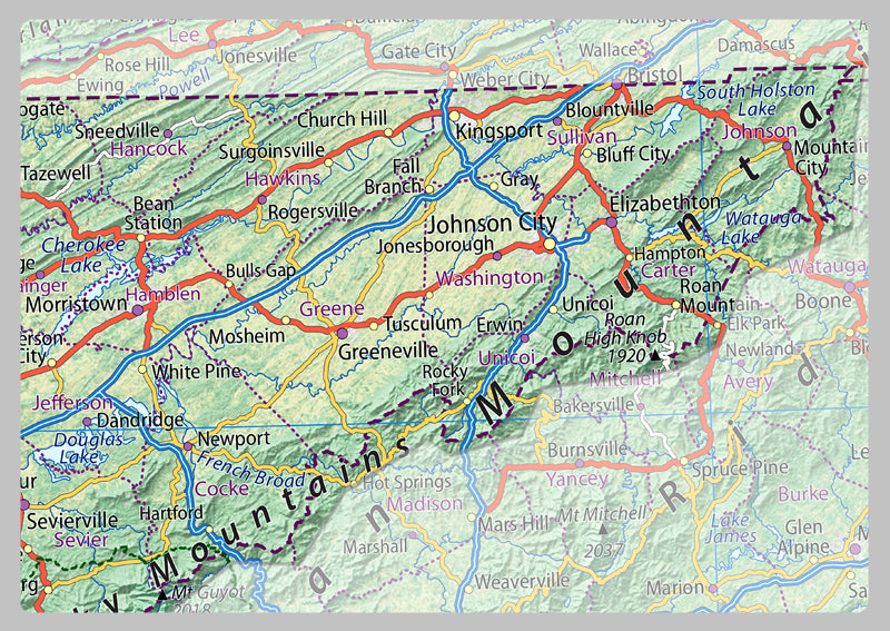 Tennessee Physical State Map