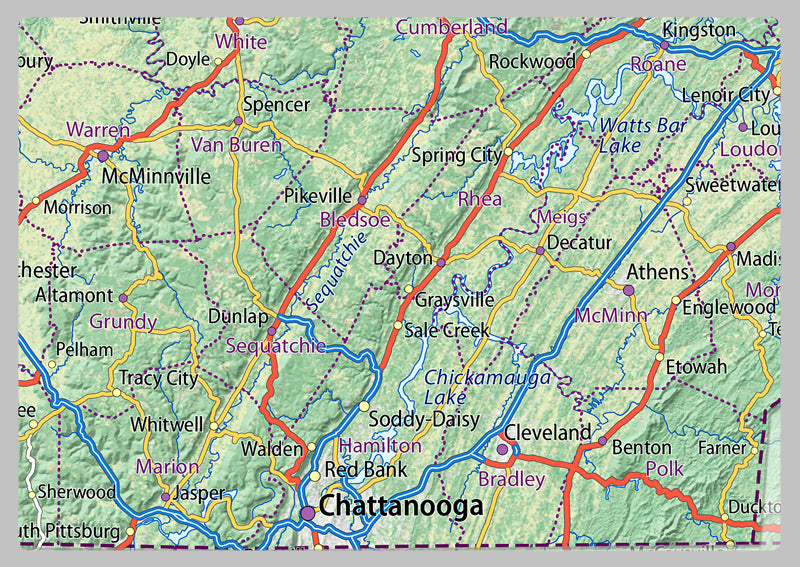 Tennessee Physical State Map