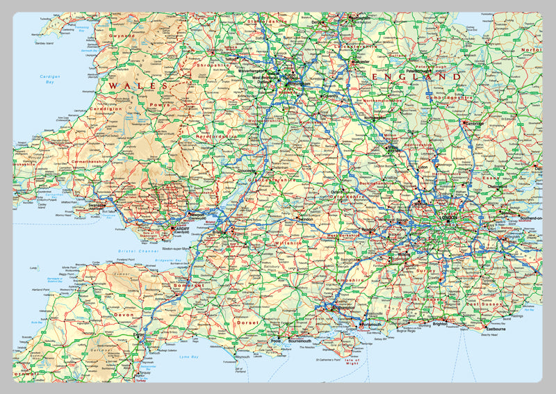 The South of England Physical Map