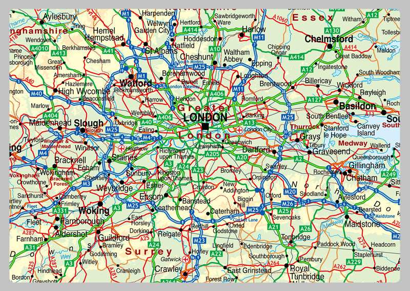The South of England Physical Map