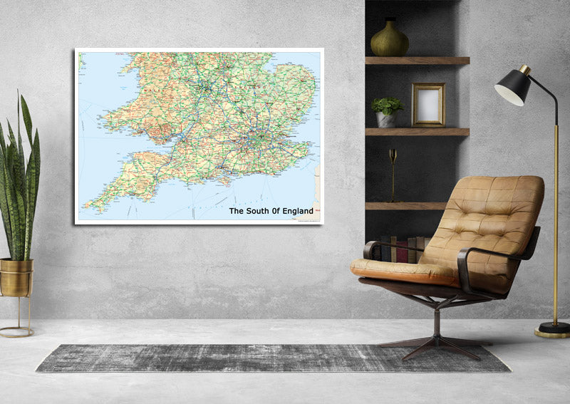 The South of England Map - Includes Cities, Towns and Roads