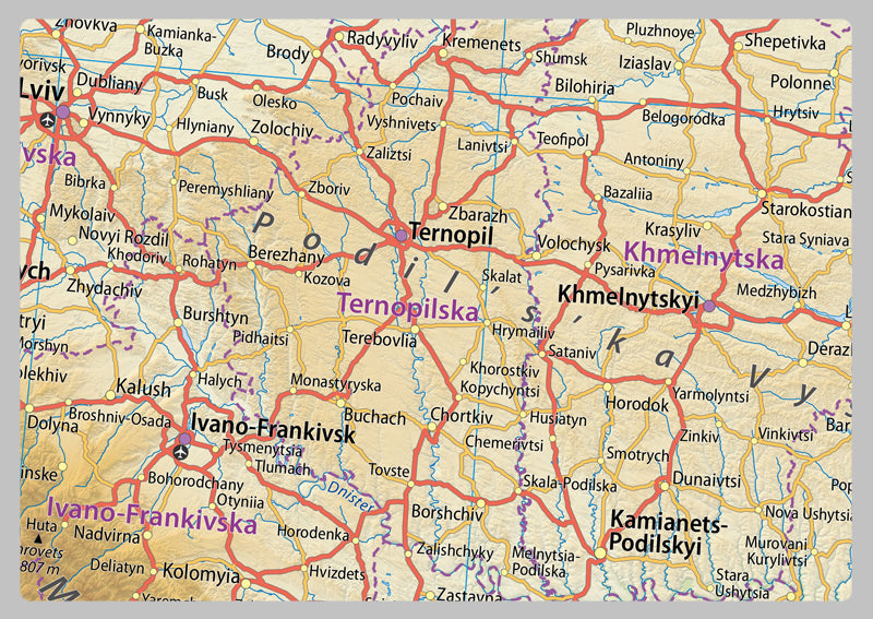 Detailed Ukraine Physical Map