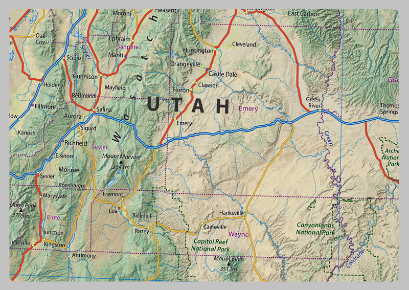 Utah and Colorado State Map