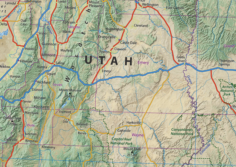 Utah and Colorado State Map