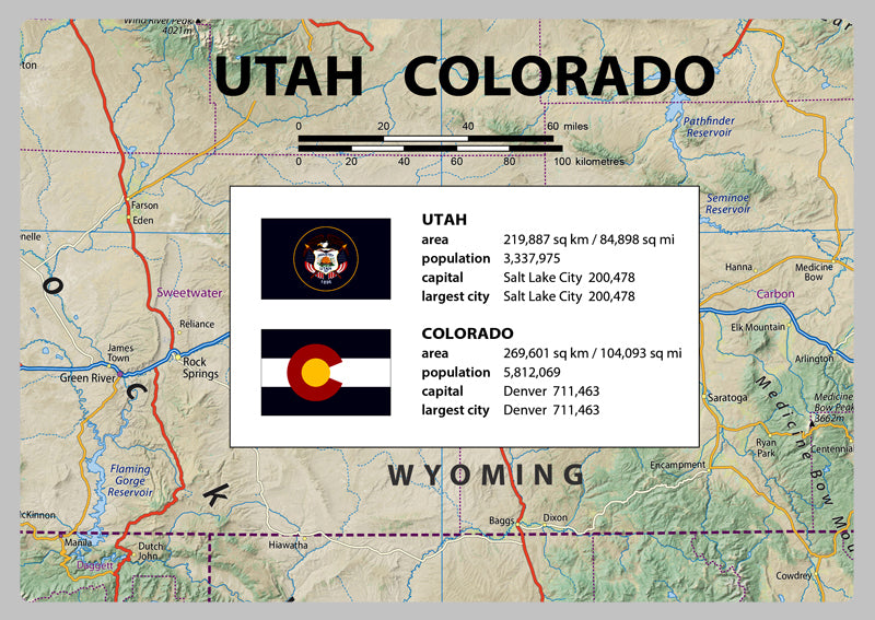 Utah and Colorado State Map– I Love Maps