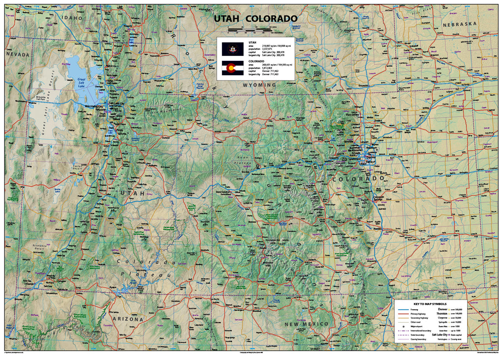Utah and Colorado State Map I Love Maps