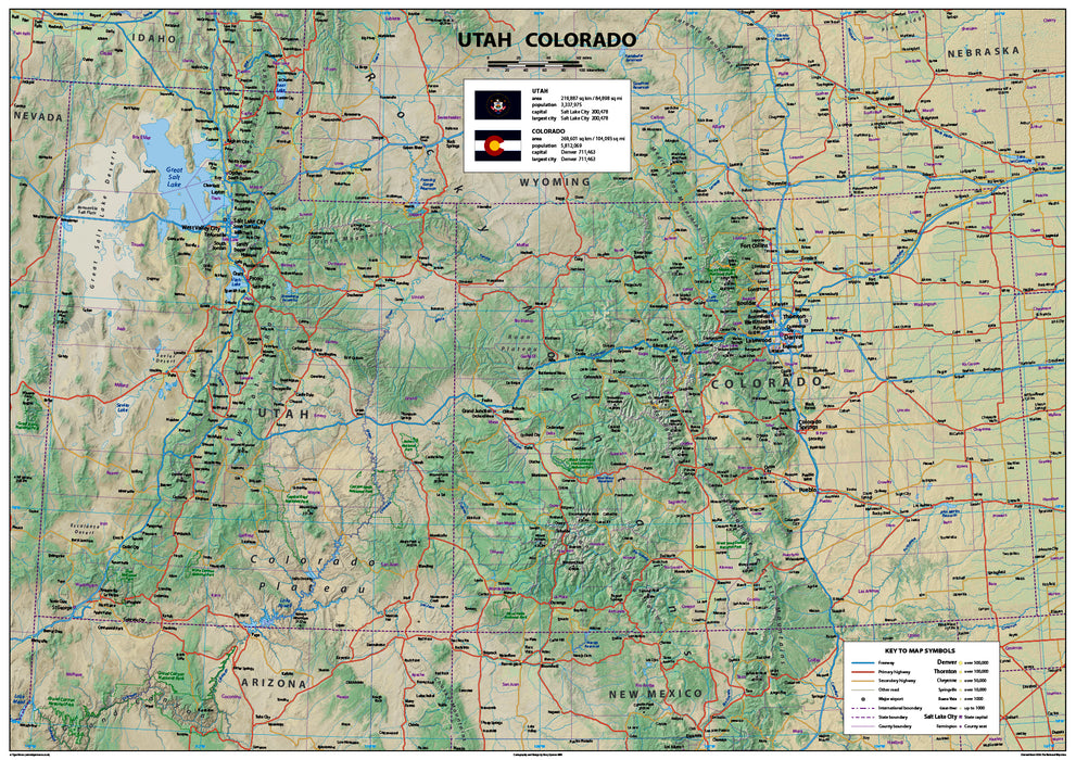 Utah and Colorado State Map