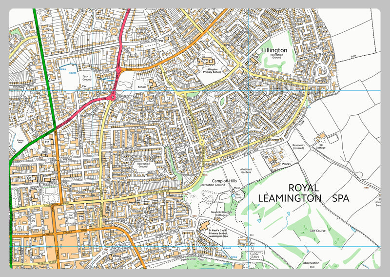 Royal Leamington Spa and Warwick Street Map