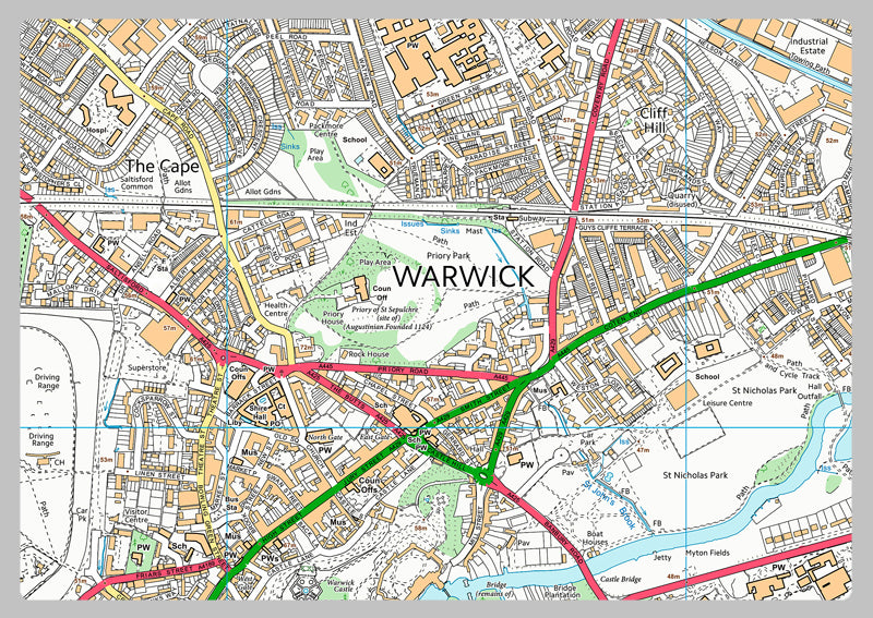 Royal Leamington Spa and Warwick Street Map