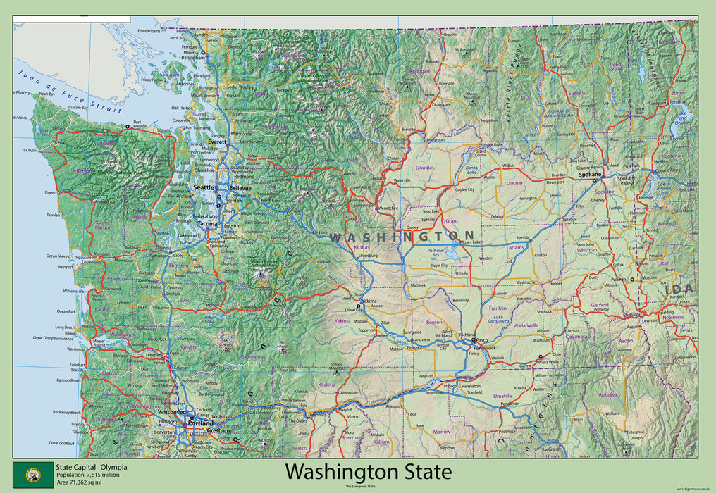 Washington Physical State Map