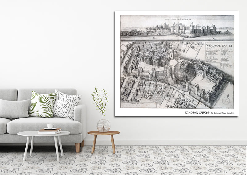 1666 - Windsor Castle by Wenceslaus Hollar (White)
