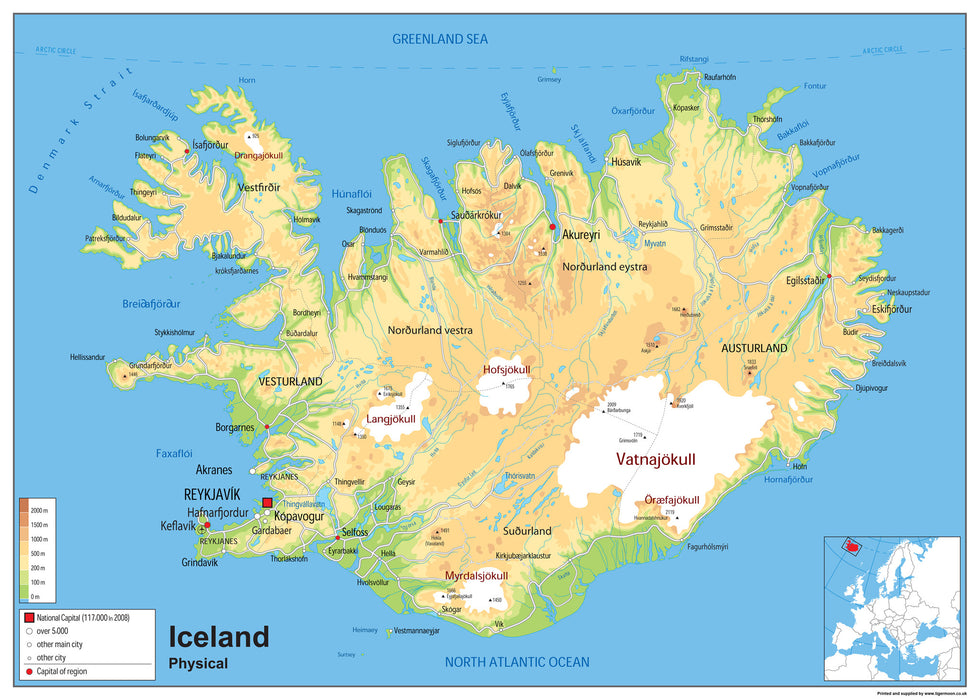 Iceland Physical Map