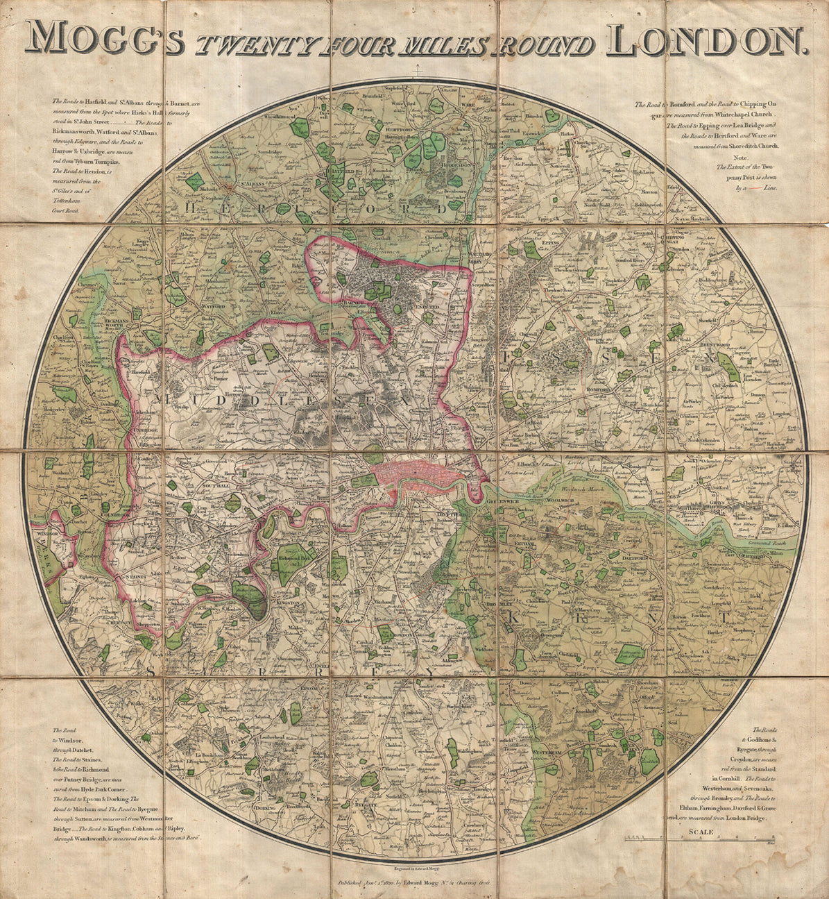 1820 - Mogg's Twenty Four Miles Round London Map– I Love Maps