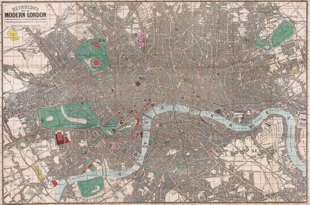 Reynold's Map of Modern London - 1862