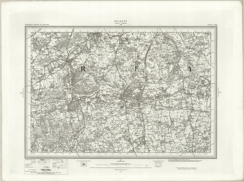 1890 Collection - Reigate (South London) Ordnance Survey Map