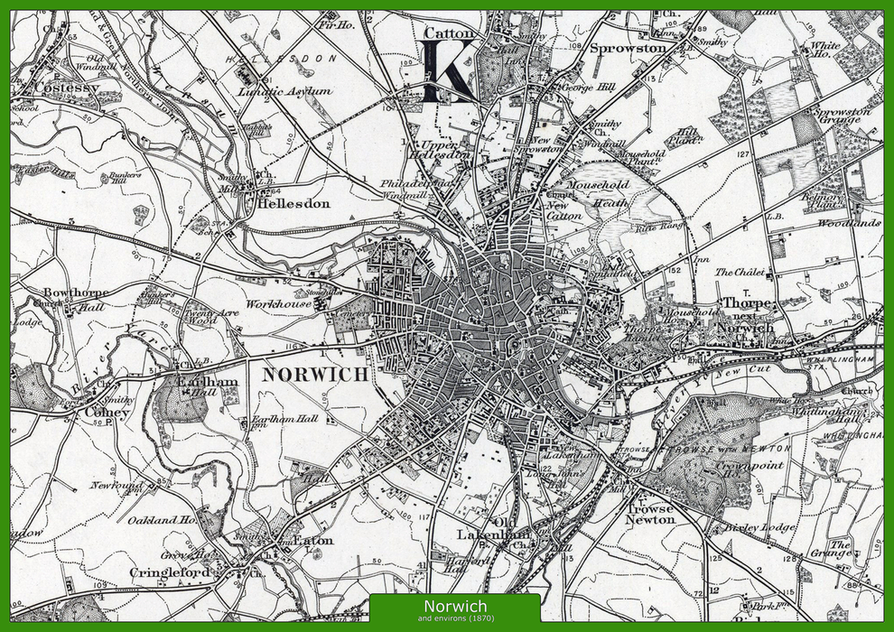 Norwich and Environs - Ordnance Survey of England and Wales 1870 Series