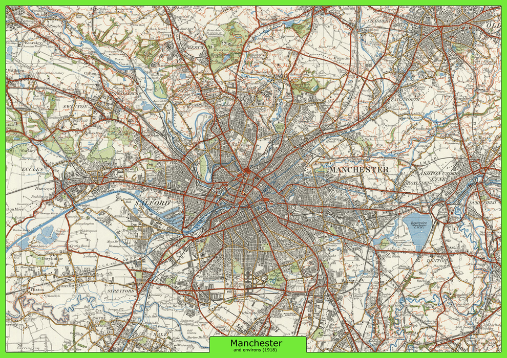 Manchester and Environs Ordnance Survey Map 1920
