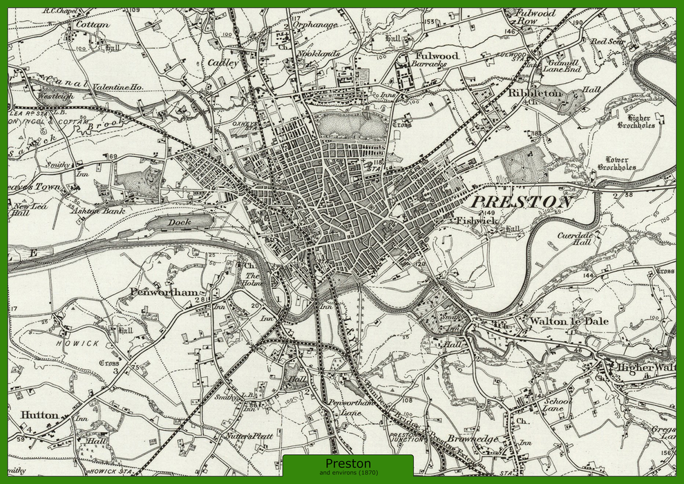 Preston and Environs - Ordnance Survey of England and Wales 1870 Series