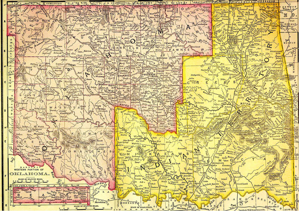 Western Portion of Oklahoma 1895 Map